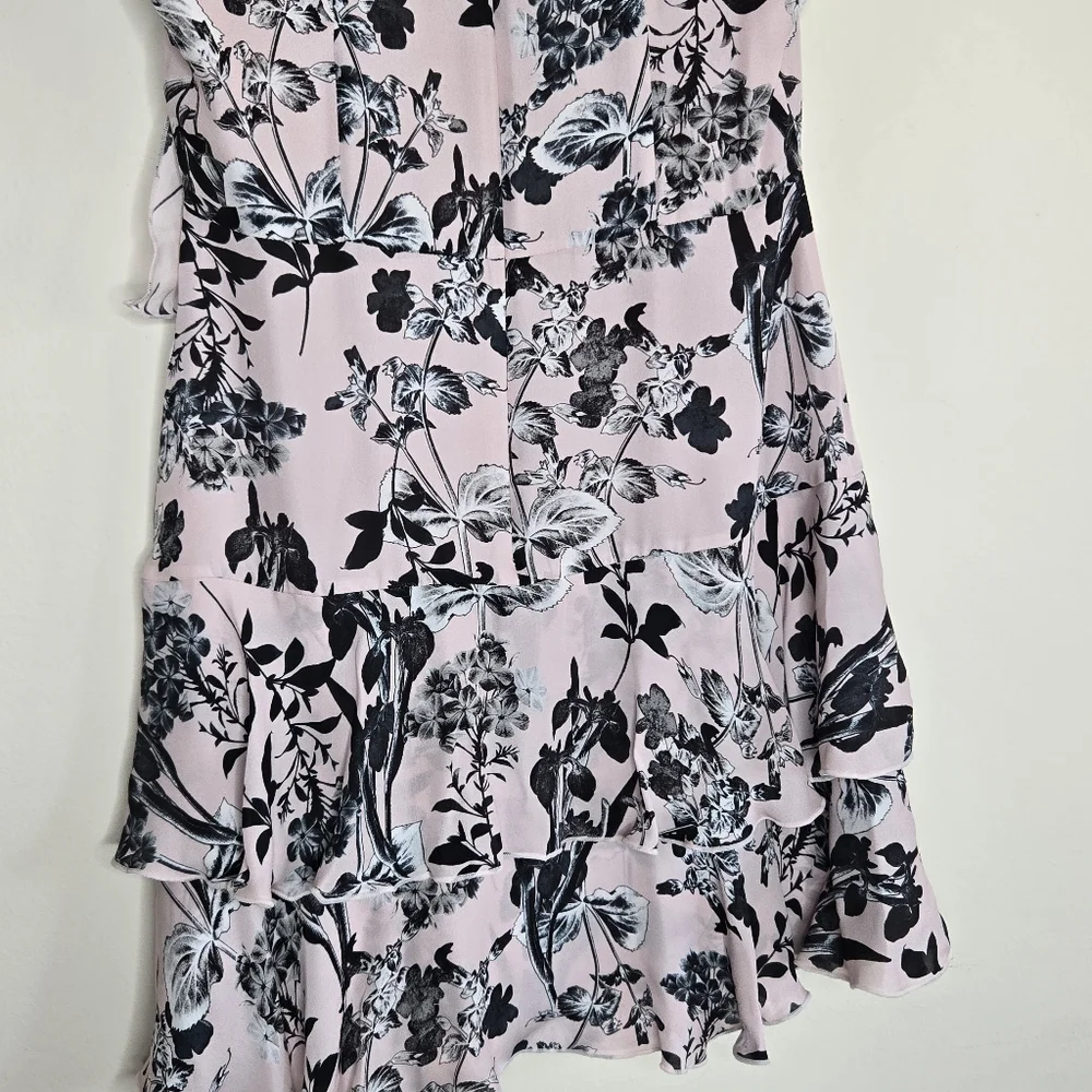 Parker 100% Silk Floral Mini Dress V-Neck Ruffle Wedding Guest Cocktail